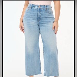 J Crew Wide Leg Crop Denim Jeans 33P Raw Cut Hem